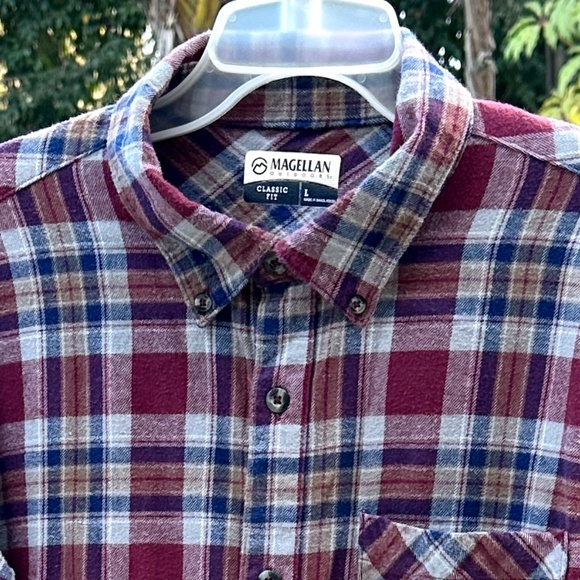 MAGELLAN Outdoors Flannel PreLoved Plaid Shirt SZ L Classic Fit - Picture 4 of 7